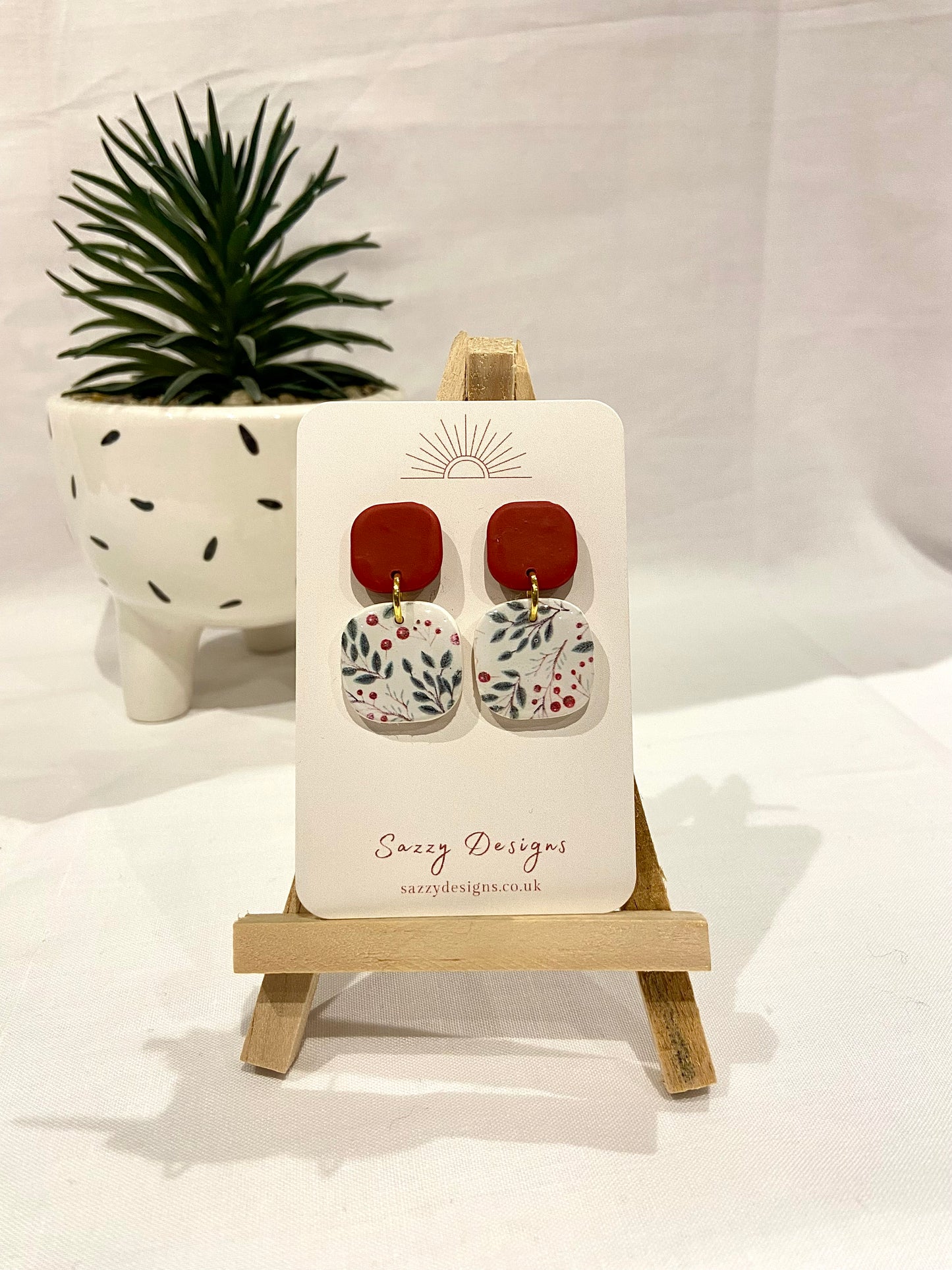 Festive pattern dangle earrings