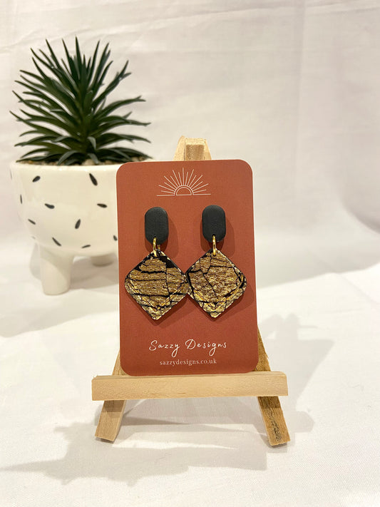 Gold leaf dangle earrings