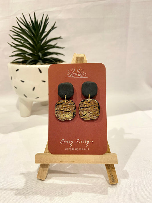 Gold leaf dangle earrings